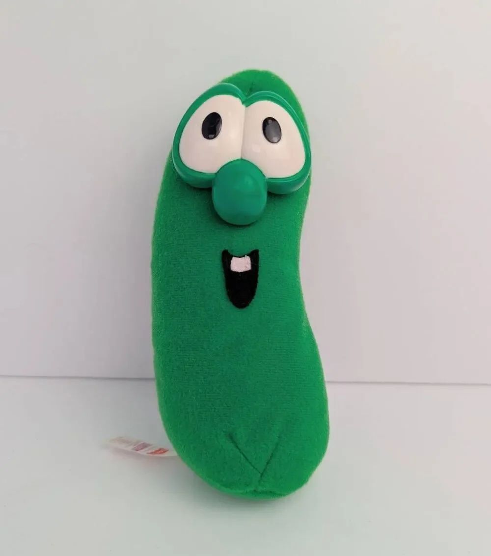 Veggie Tales Fisher Price Larry Cucumber plushie beanie 7" stuffed toy VTG 1999